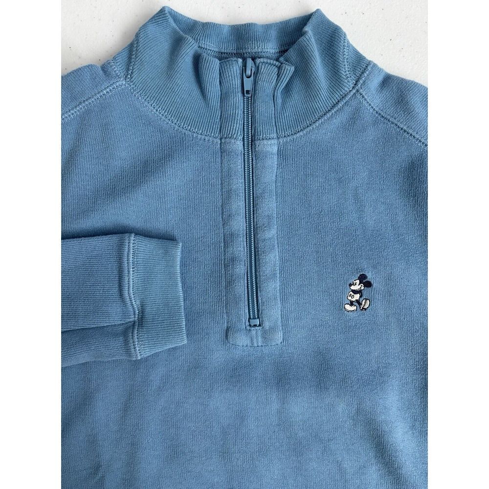 Disney Parks Unisex Small Light Blue Mickey Mouse 1/4 Zip Long Sleeve Pullover